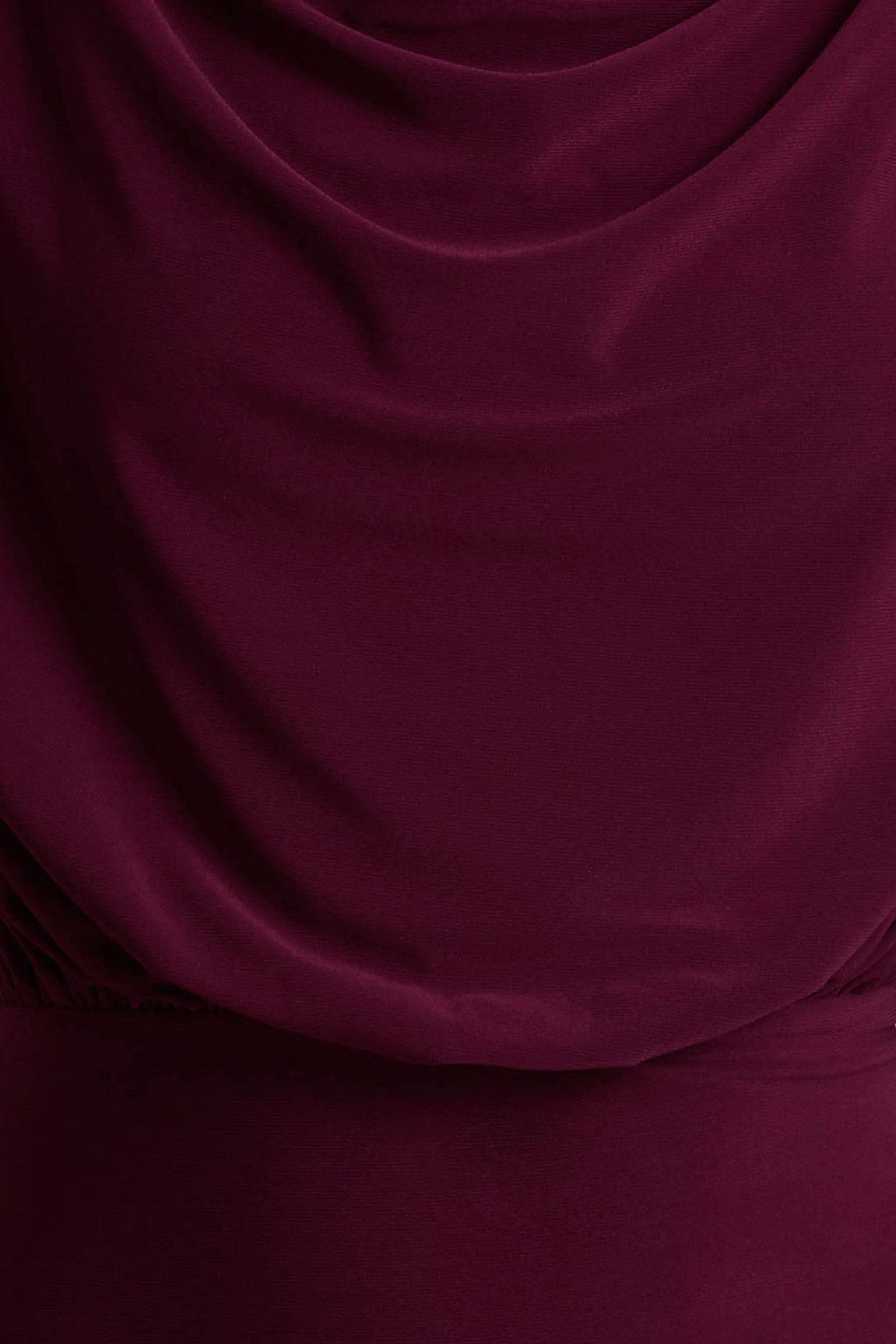 Hermia Burgundy High Neck Midi Dress