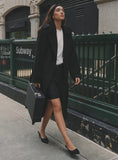 Black Tailored Belted Longline Trench Coat