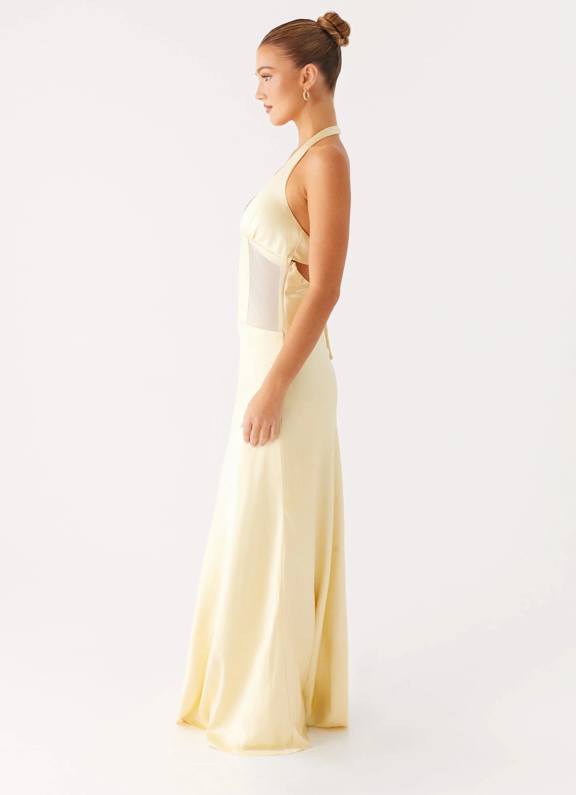 Ambre Mesh Panel Maxi Dress Yellow
