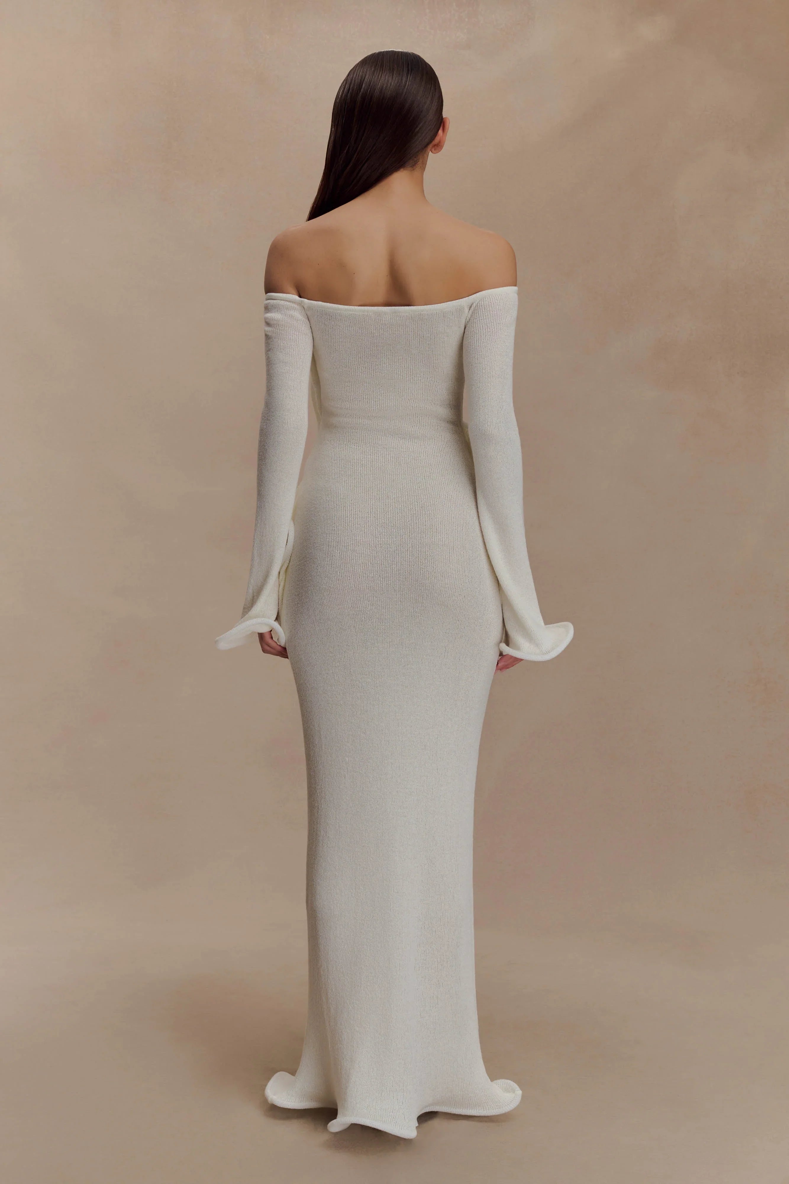 Sandrine Off Shoulder Knit Maxi Dress White