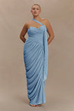 Micaela Chiffon Gathered Maxi Dress Alaskan Blue