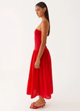 Domino Effect Midi Dress Red