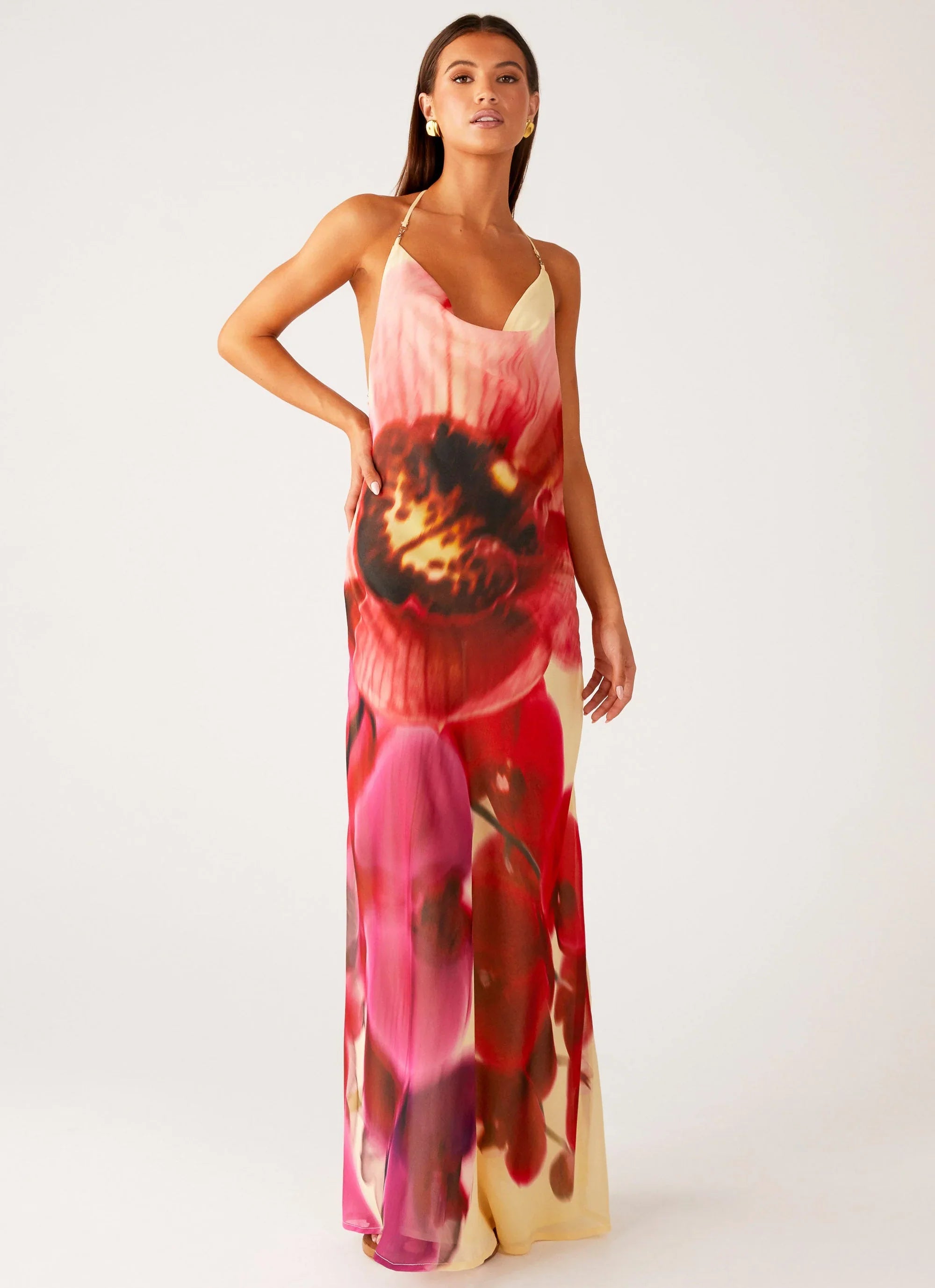 Morning Crush Cowl Maxi Dress Yellow Bloom
