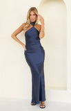Ember Navy Satin Maxi Dress