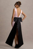 Peace Pink Black Satin Mini Dress With Drape Detail
