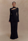 Lyndon Long Sleeve Slinky Maxi Dress Black