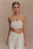 Scottie Shirred Linen Bandeau Oat Marle