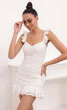Ruffled And Ruched Dress in White