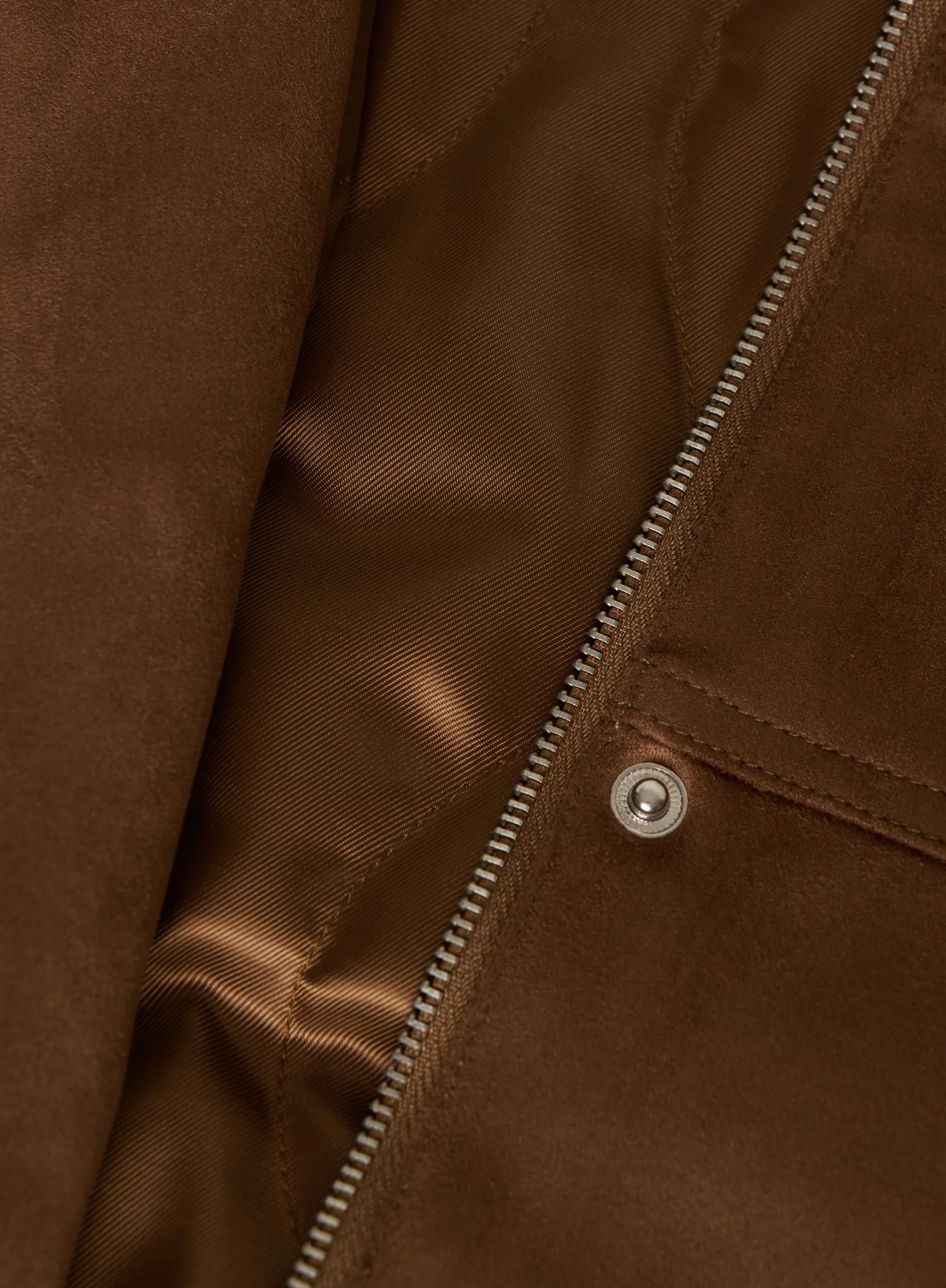 Brown Contrast Collar Faux Suede Barn Shacket