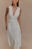Arla Sleeveless Broderie Top White