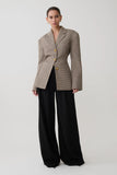 Mila Shaped Blazer Tan Check