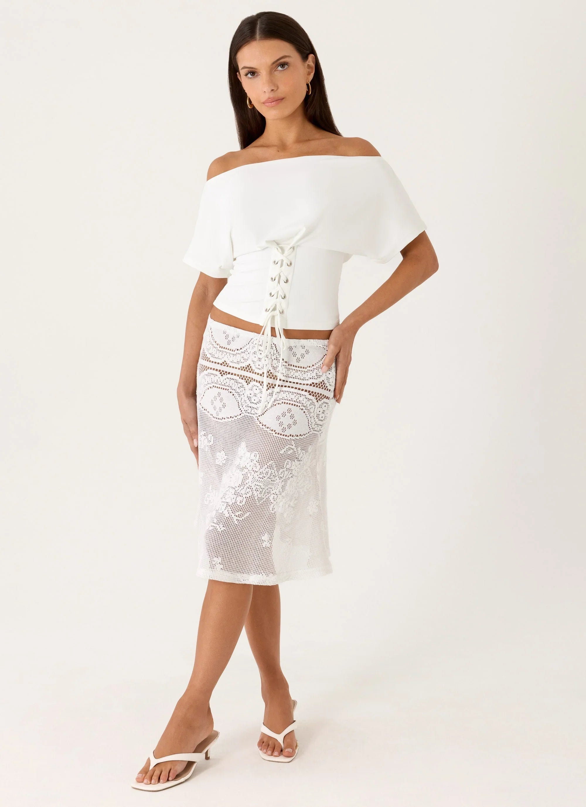 Yanna Midi Skirt White
