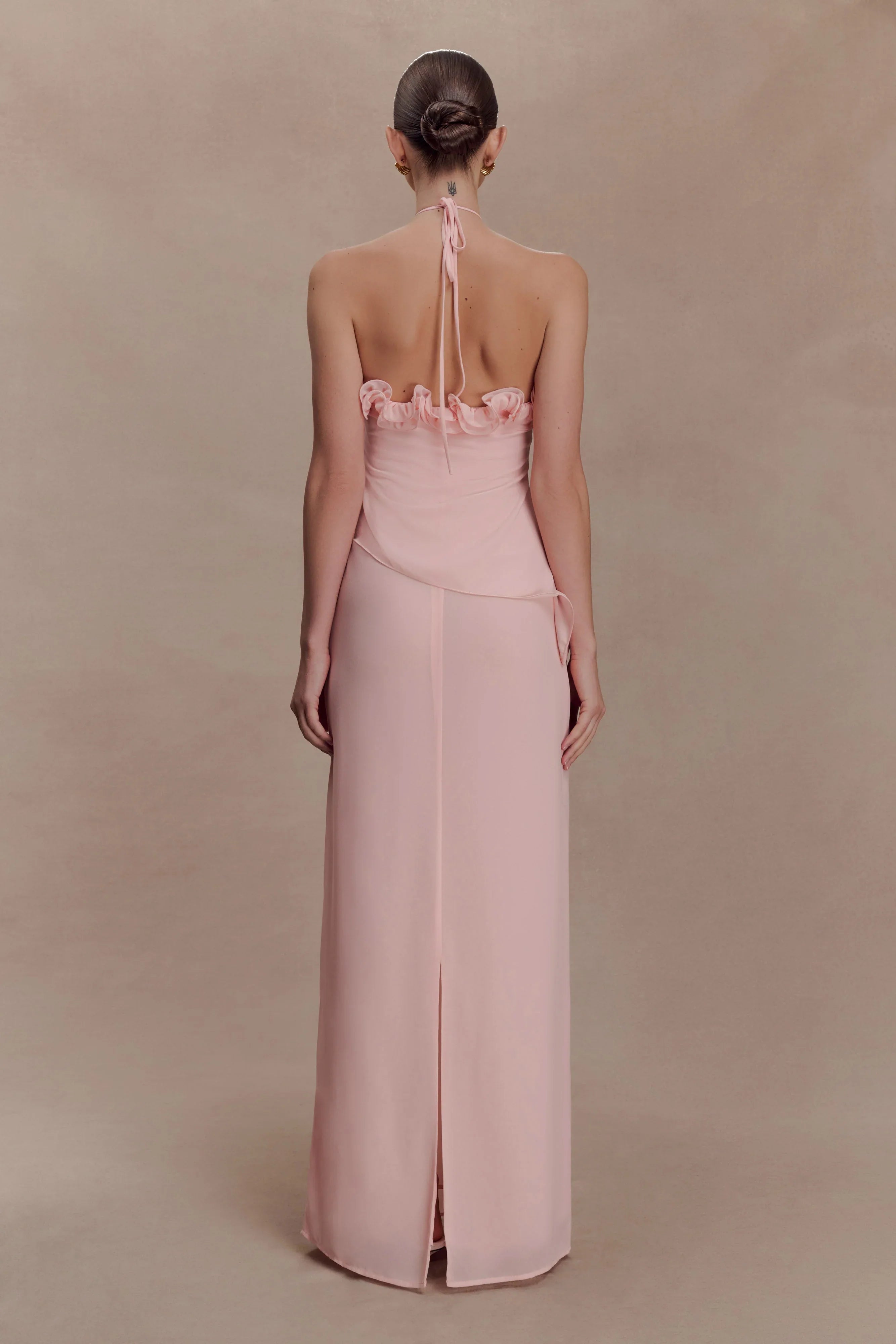 Melissa Chiffon Flower Maxi Dress Baby Pink