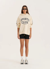 Cream Sports Club Slogan Oversized Hoodie