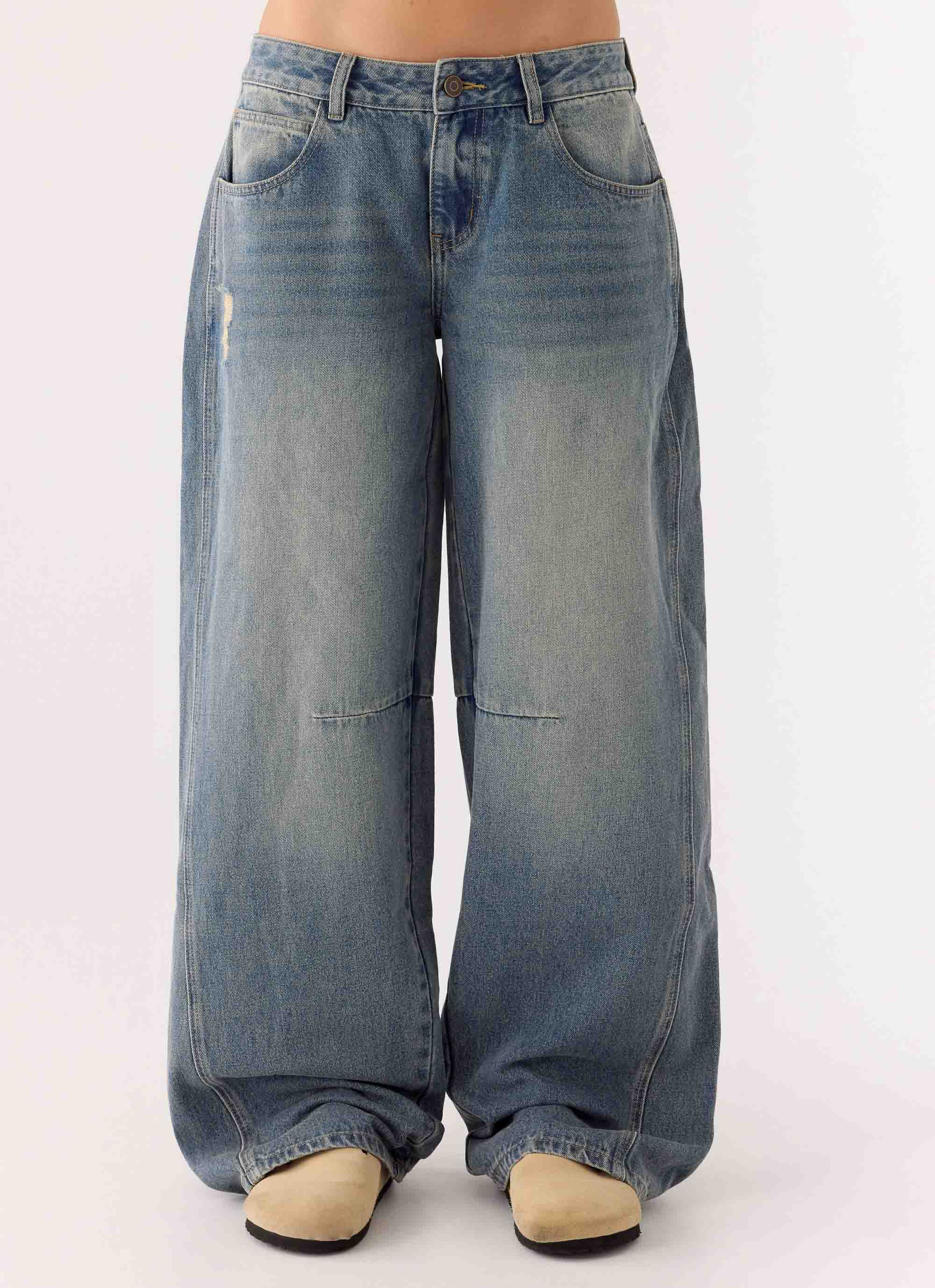 Waylon Low Rise Denim Jeans Mid Wash Blue