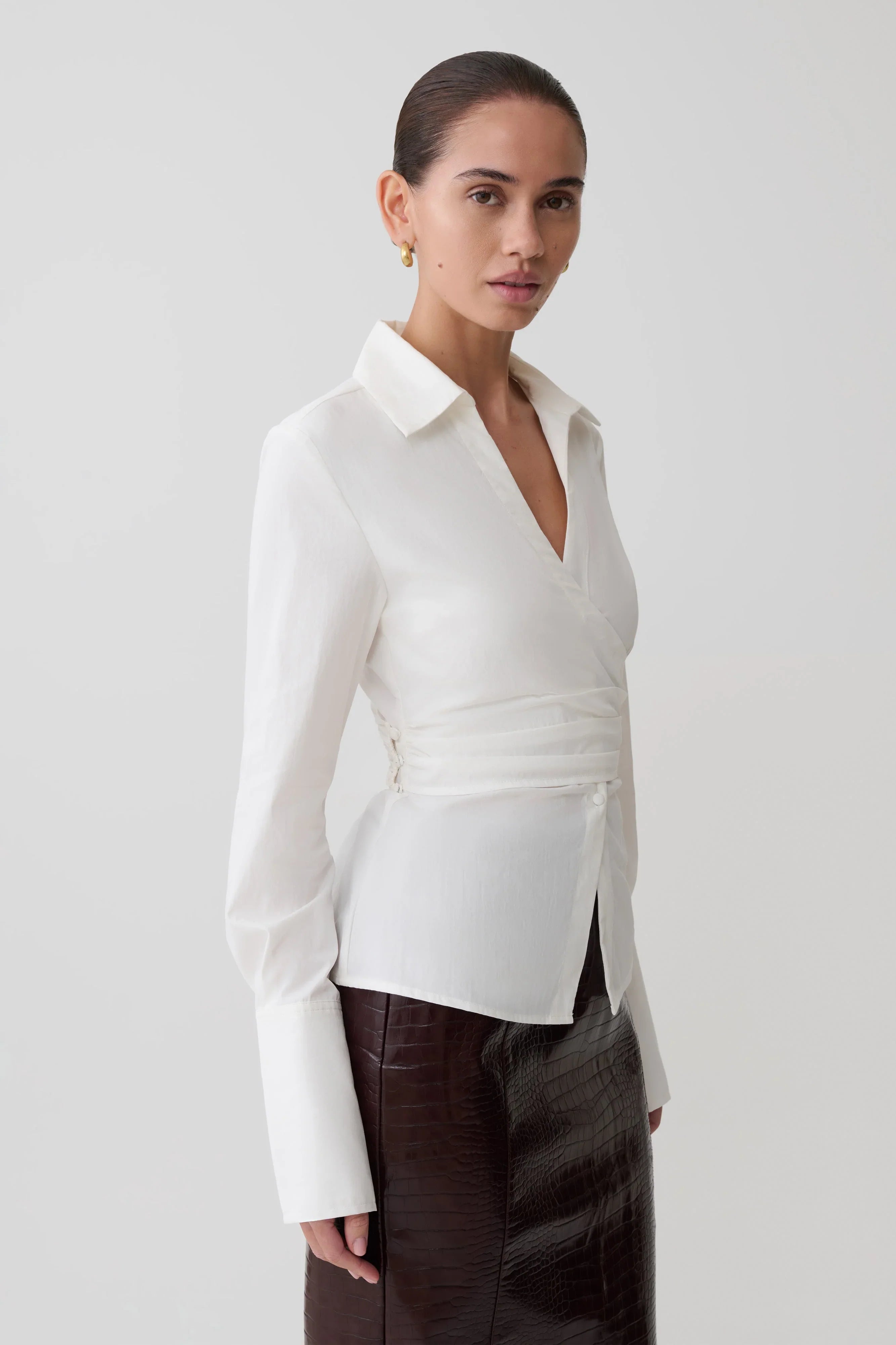 Eugenia Wrap Cotton Shirt White