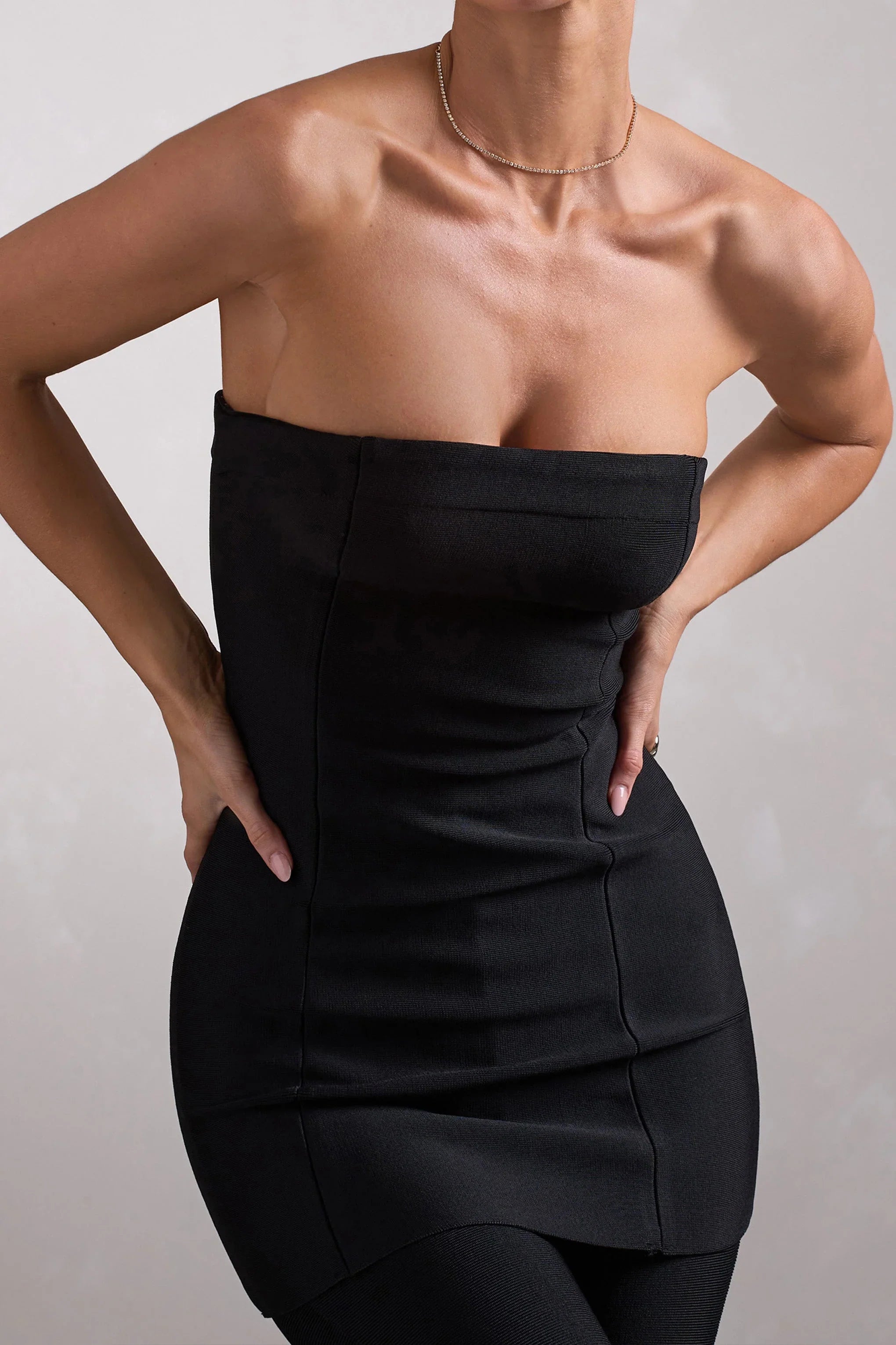 Rylee Black Bandage Strapless Longline Top