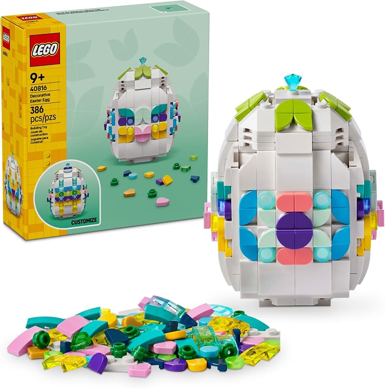 LEGO Decorative Easter Egg Building Toy for Girls Boys Springtime Craft Activity for Kids Ages 8 Basket Stuffer or Gift Idea for Easter Birthdays Special Occasions 40816