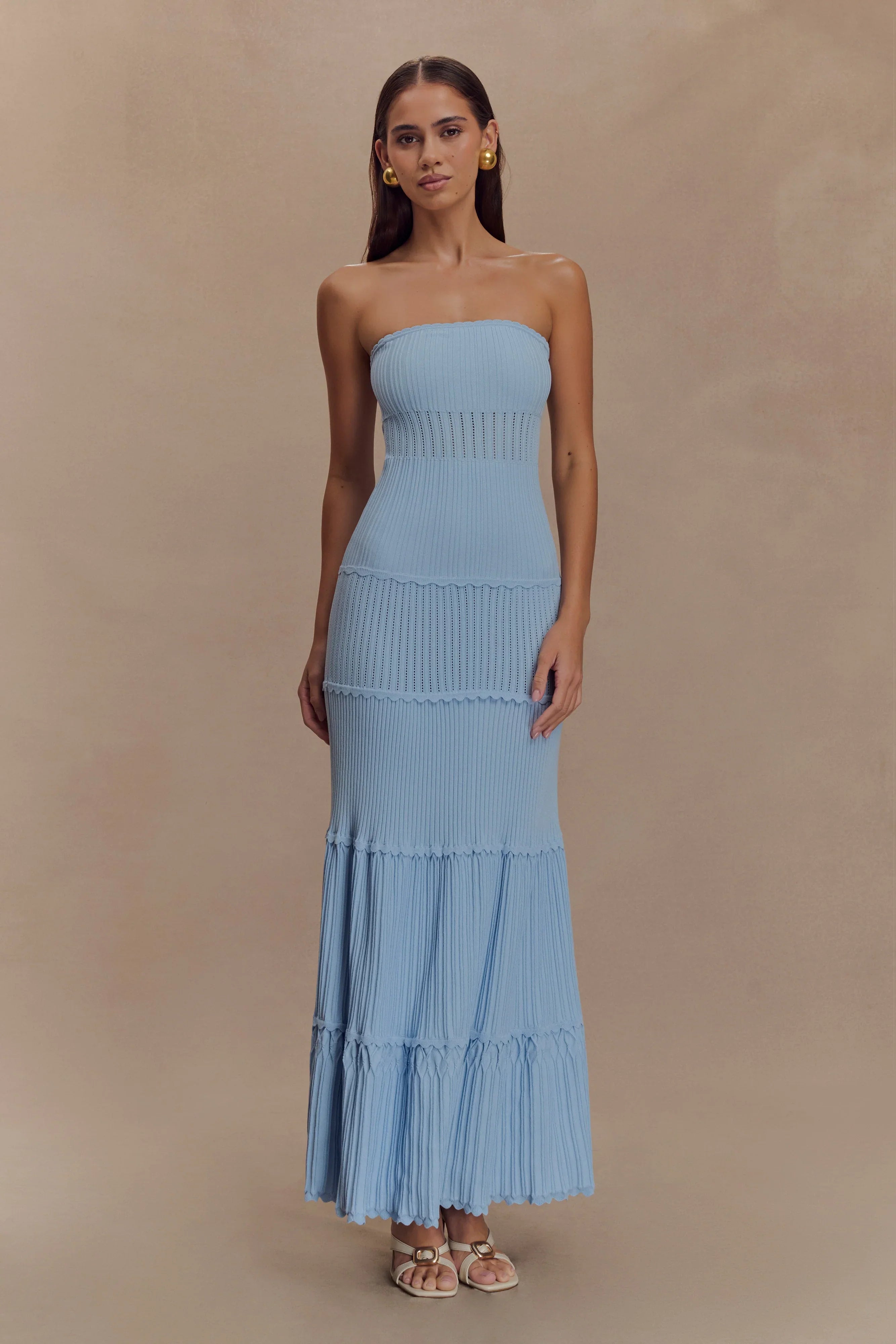 Finley Pointelle Knit Maxi Dress Cornflower Blue