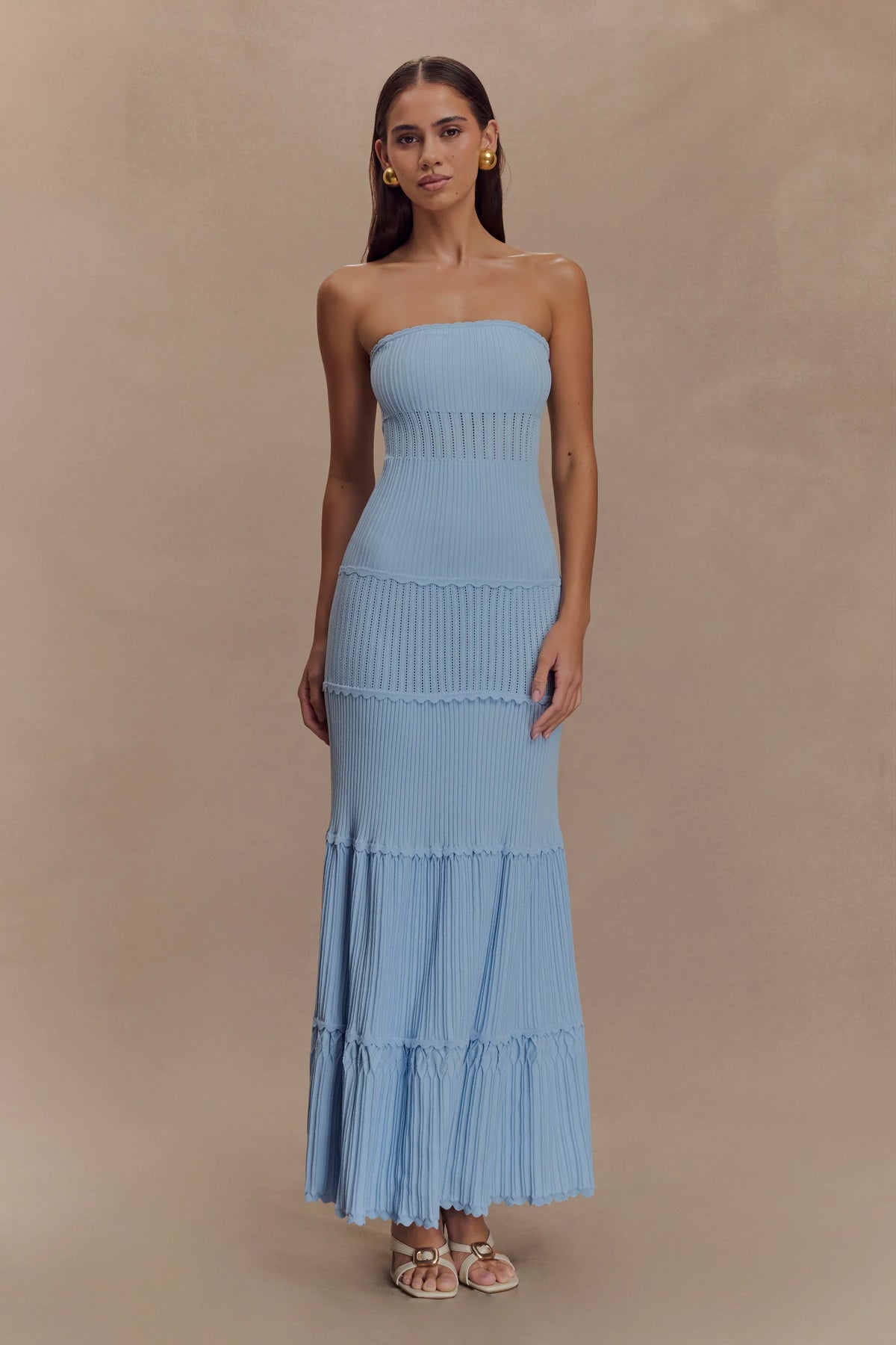 Finley Pointelle Knit Maxi Dress Cornflower Blue
