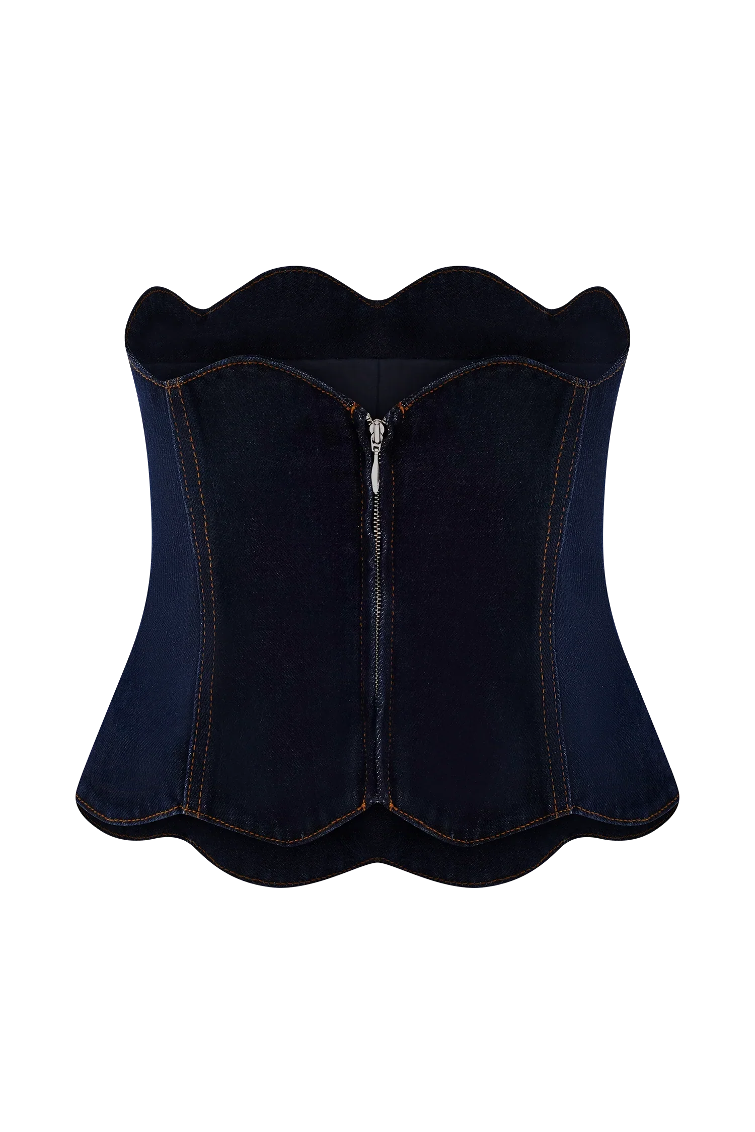 Oakley Strapless Scallop Denim Top Indigo Blue