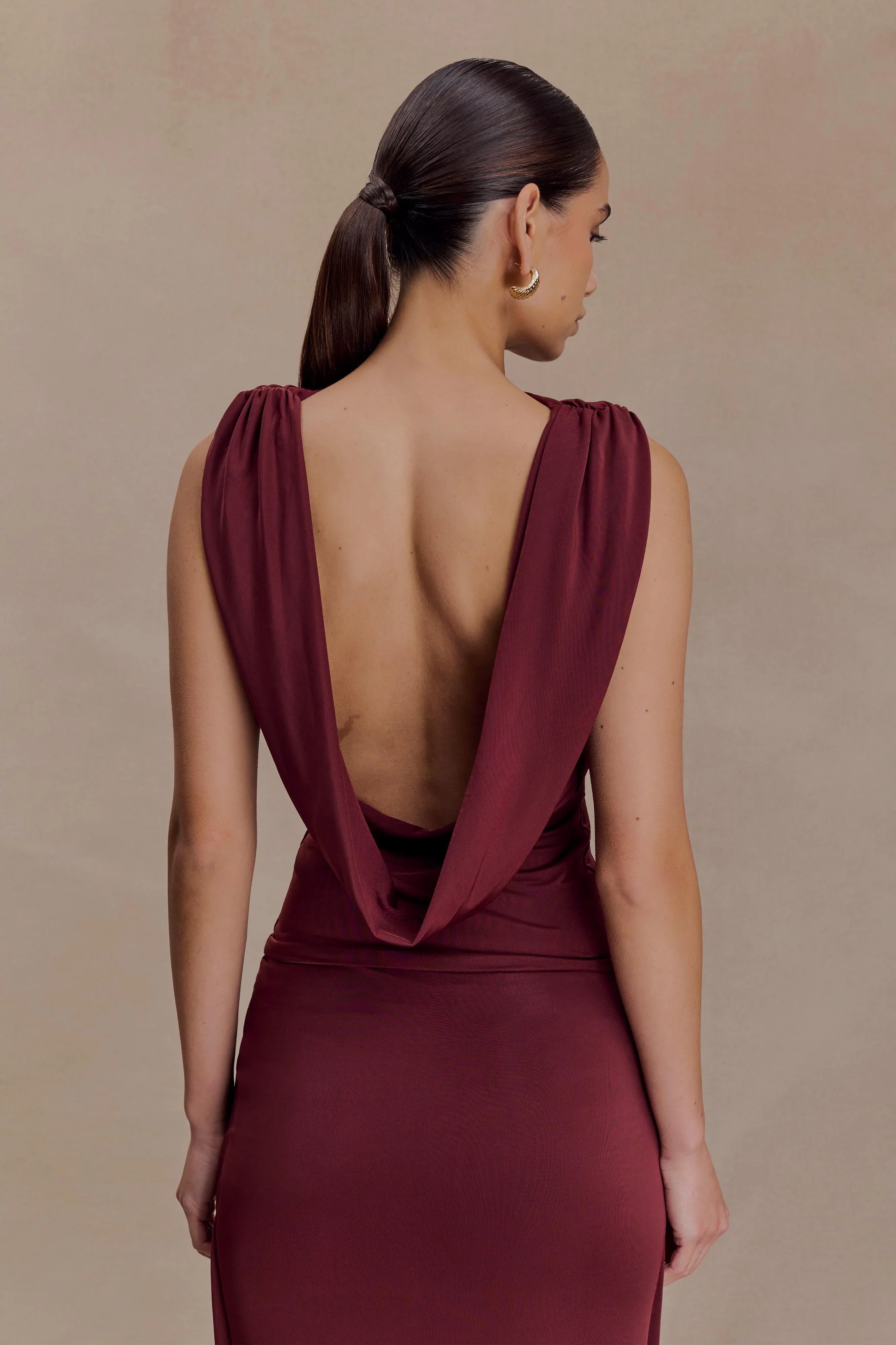 Bridget Slinky Cowl Back Top Burgundy