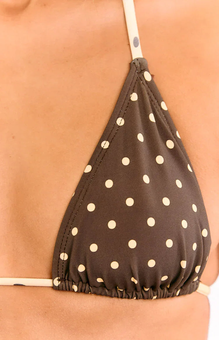 Florida Brown Polka Dot Triangle Bikini Top