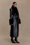 Bec Faux Leather Trench Coat With Faux Fur Black