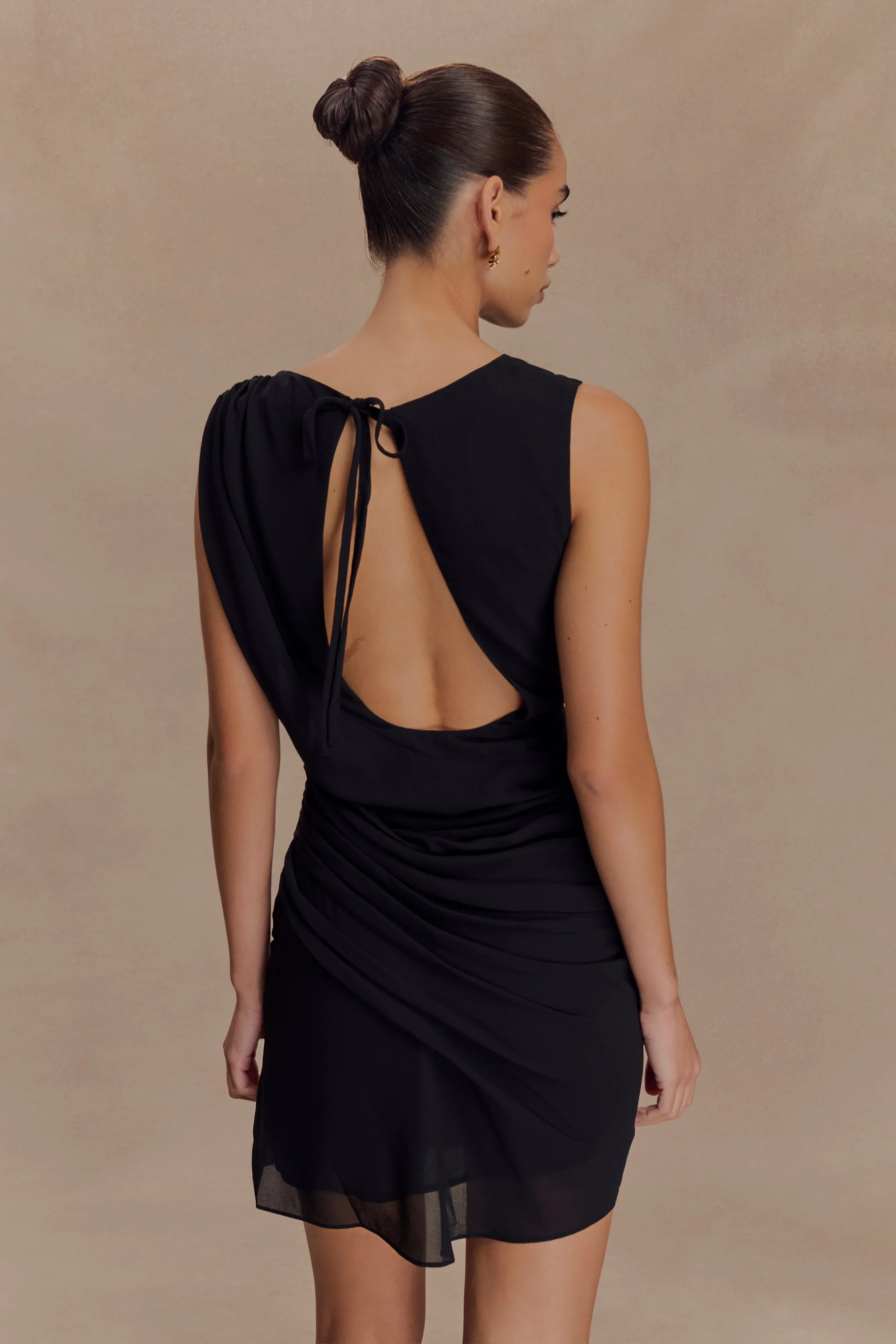 Oria Chiffon Mini Dress Black