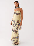 Under The Pagoda Maxi Dress Buttercream Leaf Print