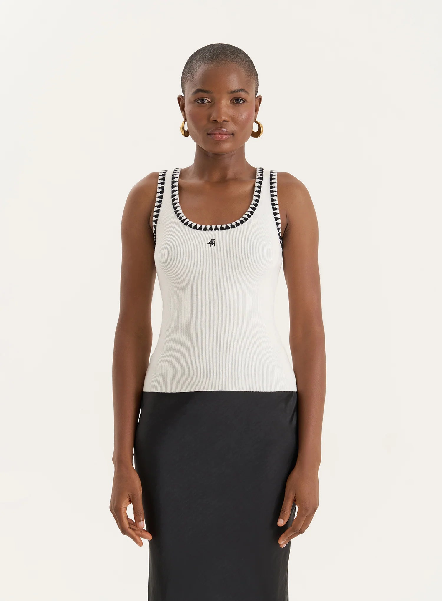 Cream Knitted Contrast Stitch Vest Top