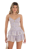 Floral Ruffle Romper in Purple