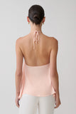 Adelaide Draped Satin Halter Top Peach