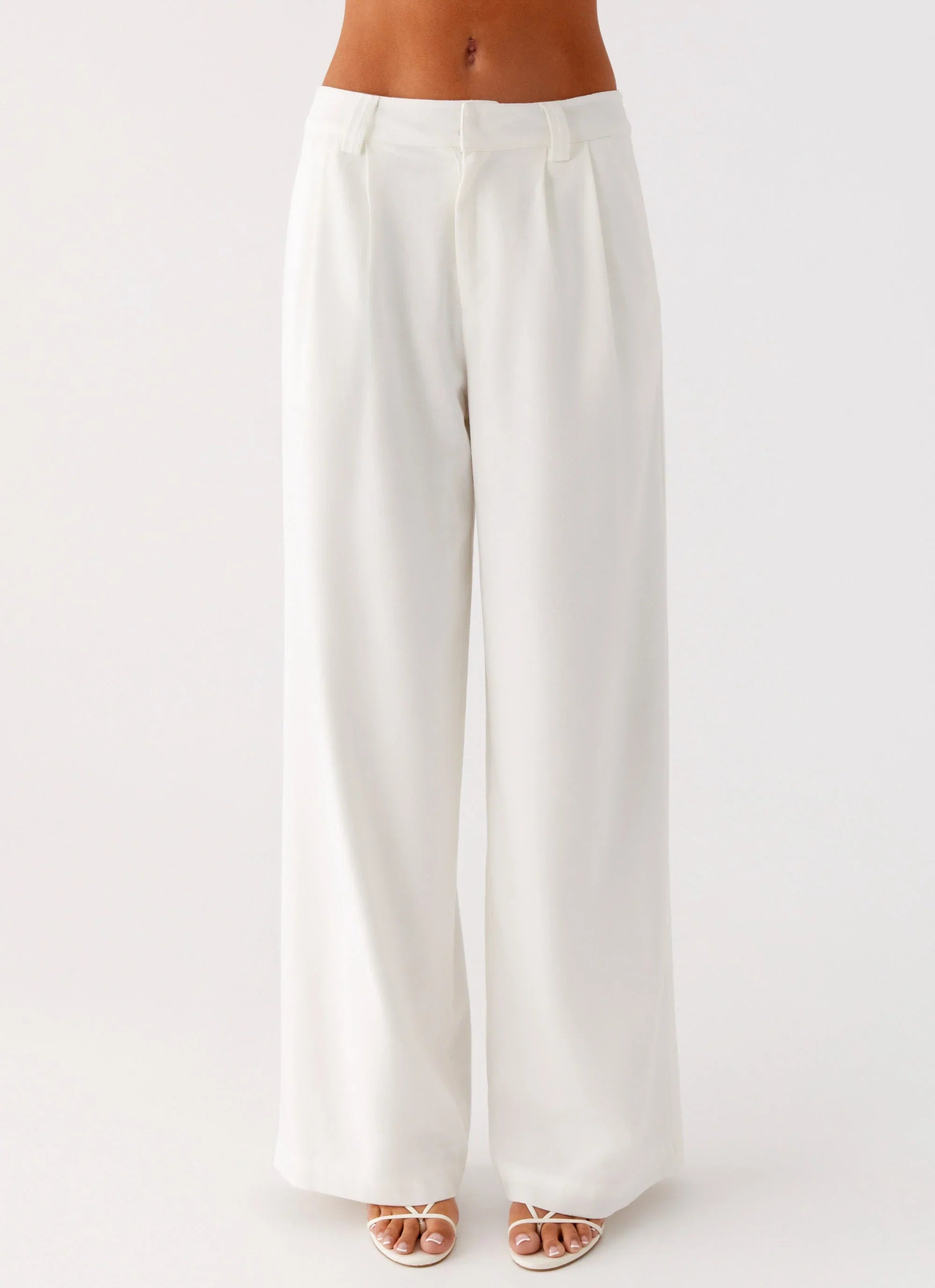 Delong Low Rise Linen Pants White