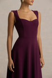Andromeda Burgundy Sweetheart Neck Midi Dress