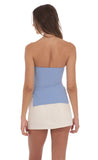 Strapless Double Slit Top in Blue