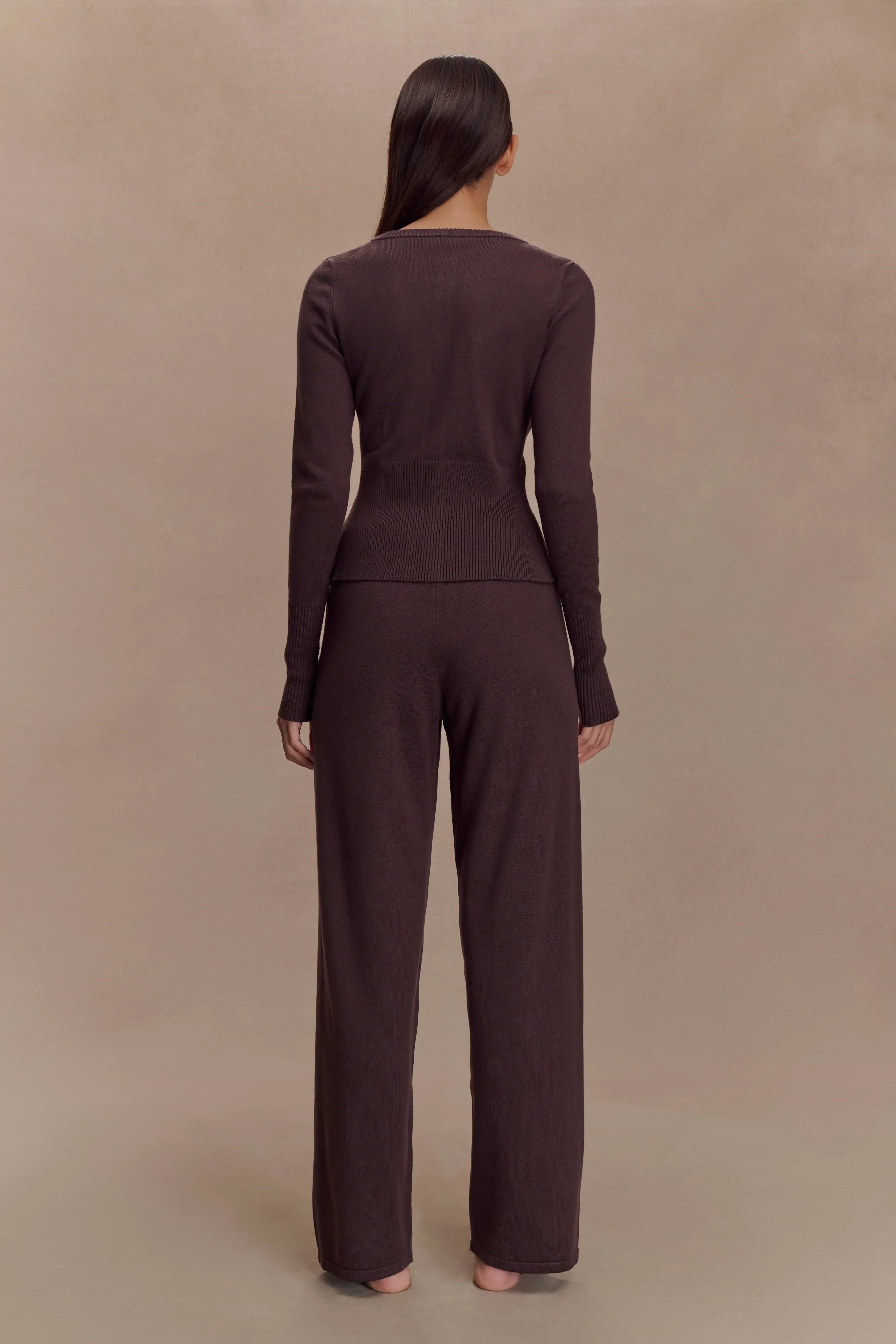 Reese Fitted Knit Cardigan Dark Chocolate