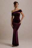 Candela Port Velvet Asymmetric Bardot Maxi Dress