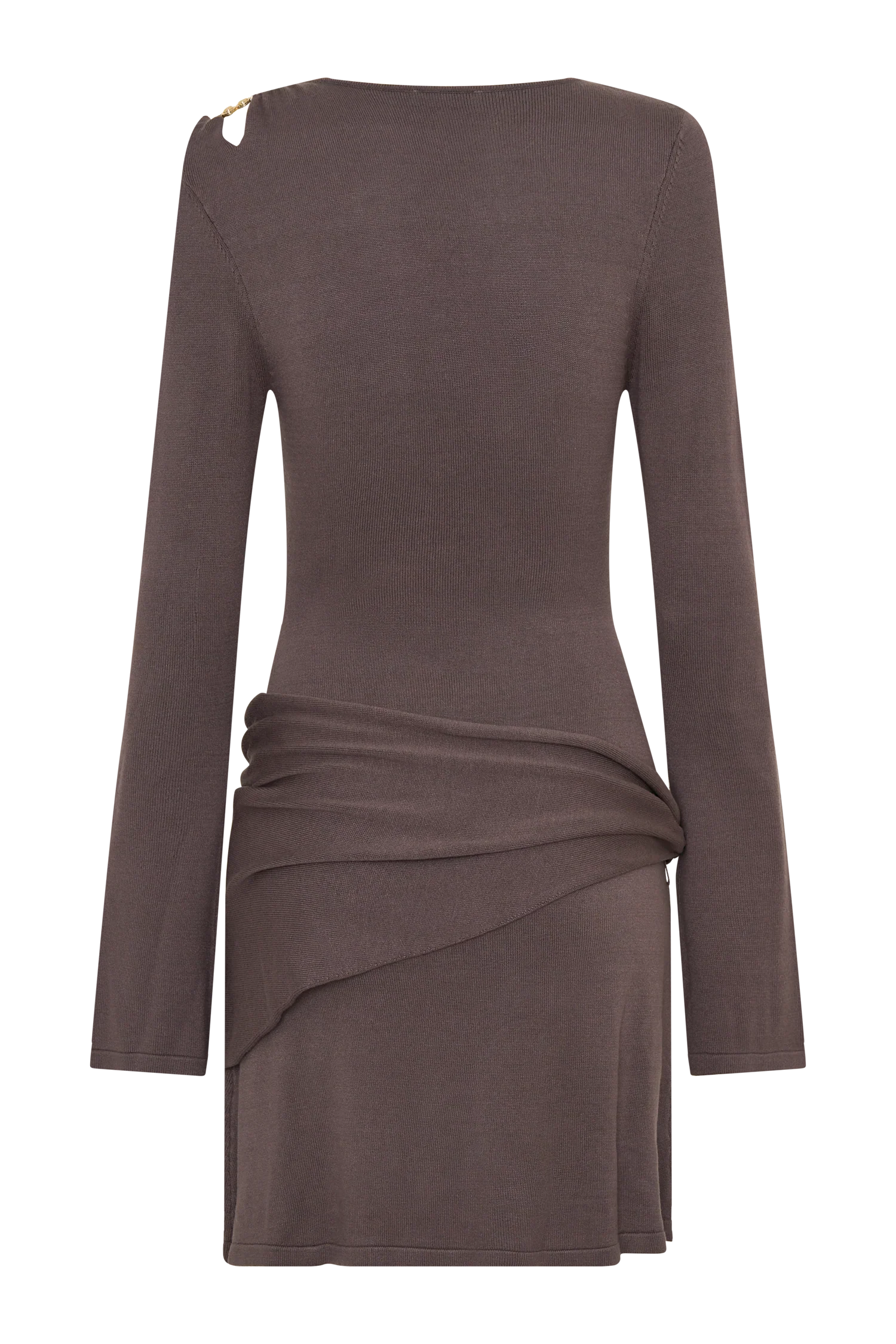 Cresida Knit Long Sleeve Mini Dress With Hardware Peppercorn