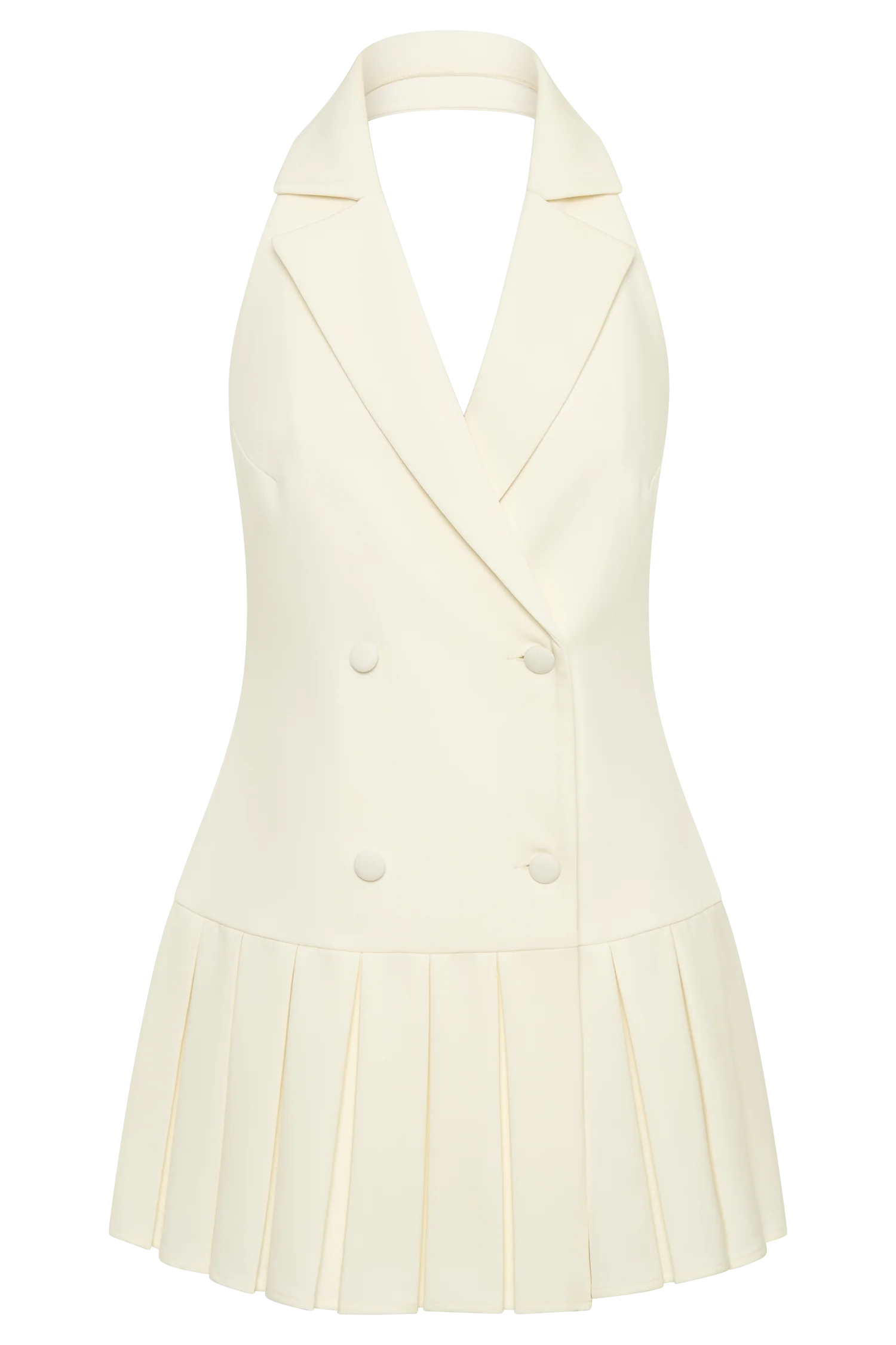 Antoinette Pleated Mini Dress Ivory