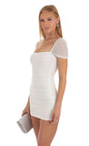 Ruched Bodycon Dress in White