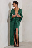 Patricia Green Extreme Plunge Long Sleeve Maxi Dress With Tie Detail