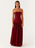 Eden Strapless Maxi Dress Maroon