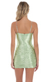 Satin Ruched Dress in Sage