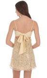 Sequin Beaded Babydoll Dress in Gold