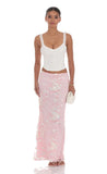 Sequin Floral Mesh Maxi Skirt in Pink