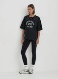 Grey Acid Wash Oversized Distressed Slogan T Shirt
