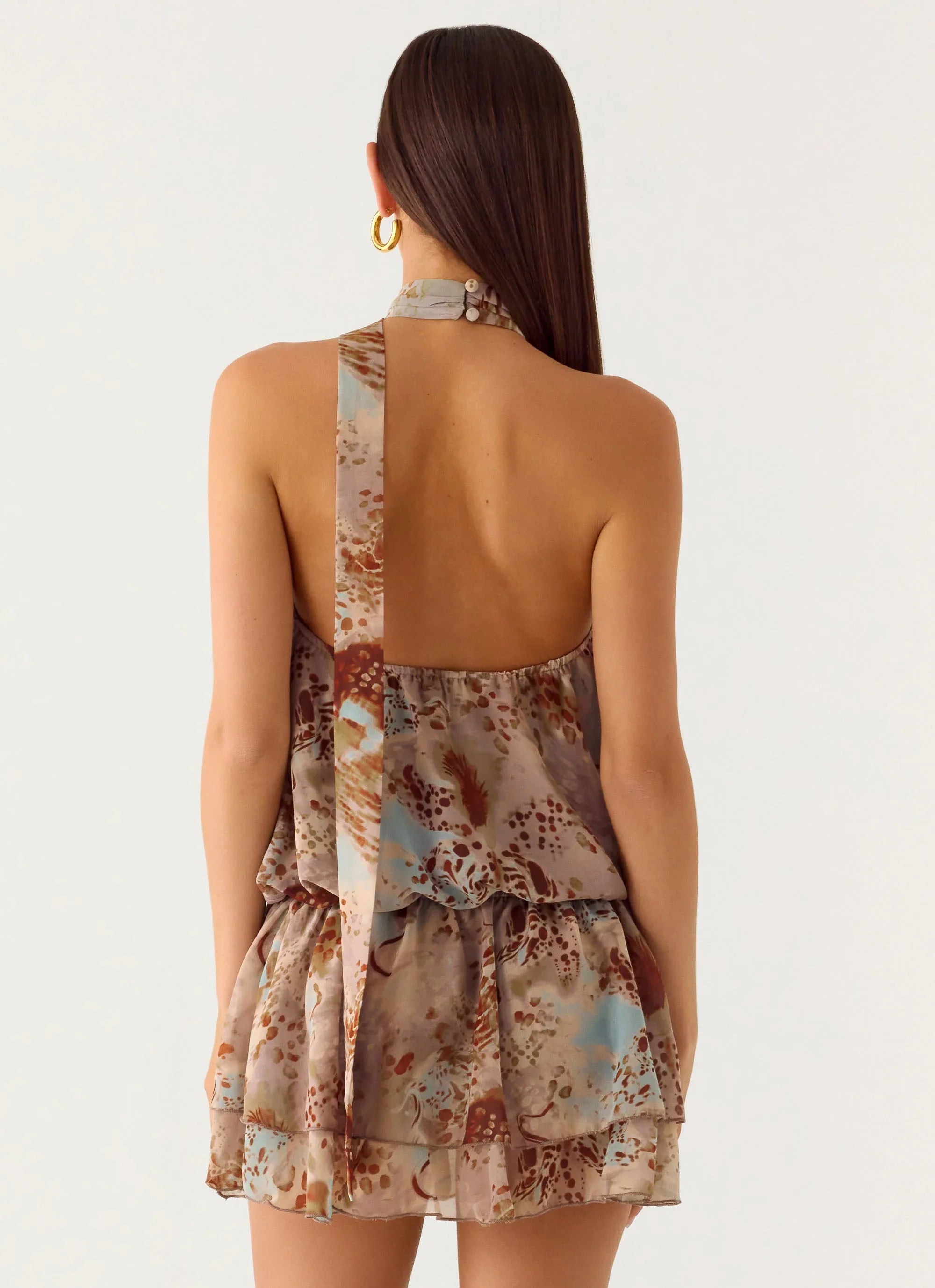 Rhodanthe Drop Waist Mini Dress Desert Blur