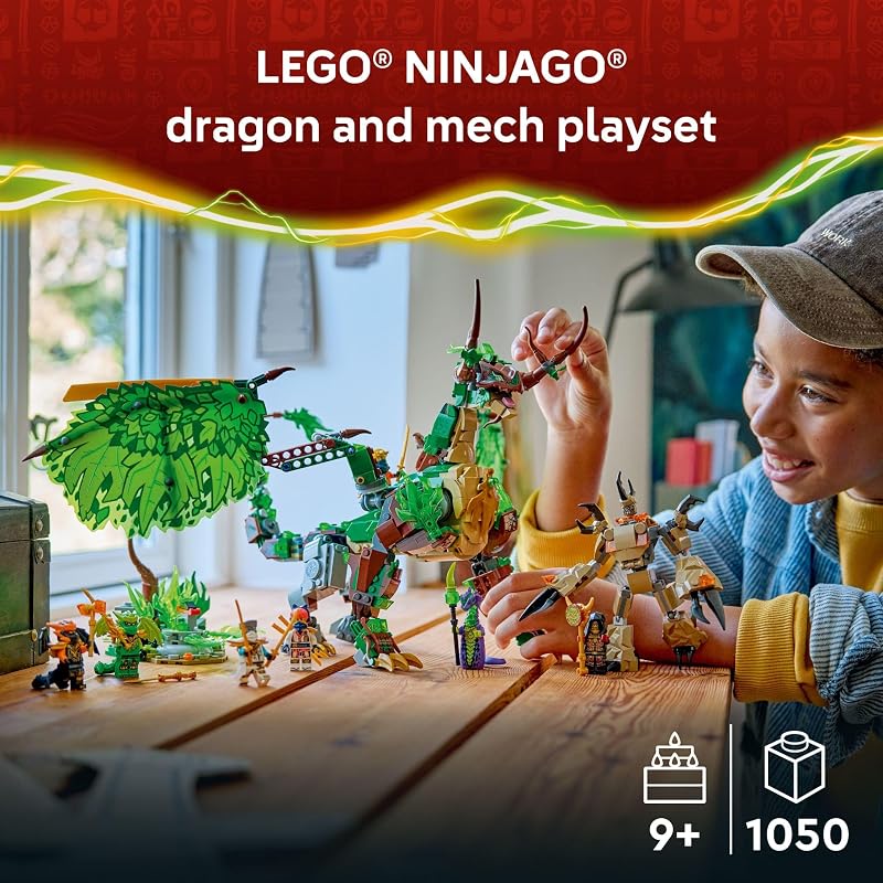 LEGO NINJAGO The Dragon of Life Building Toy for Boys Girls Poseable Dragon Toy Figure Playset for Kids Ages 9 W Mini Mech 8 Minifigures for Pretend Play Gift Idea for Birthdays 71859