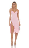 Satin Midi Dress in Pink